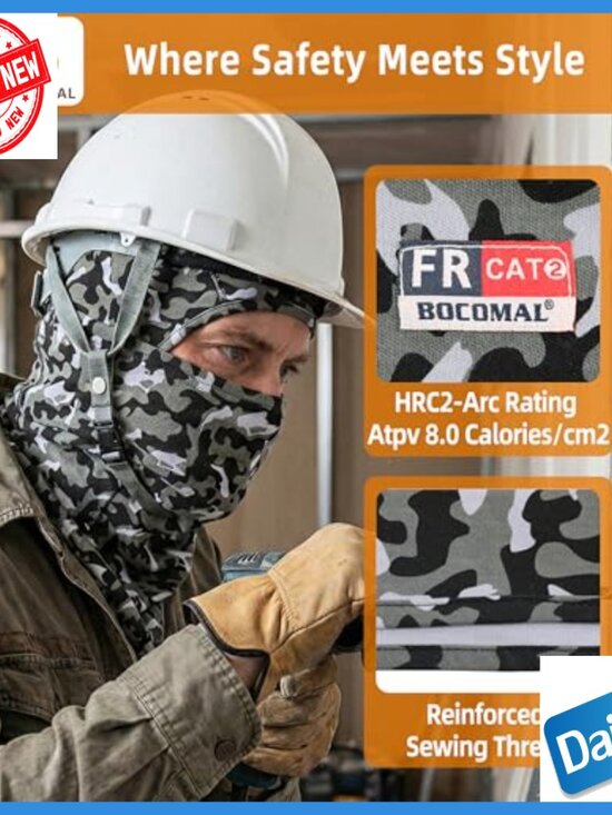Flame Resistant Balaclava Hood 5.5oz Cotton Arc Rated FR Face Mask